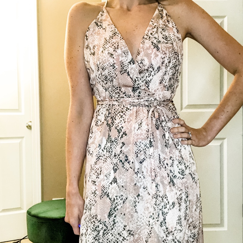 Blush Python Faux Wrap Dress | Small - Picture 4 of 16